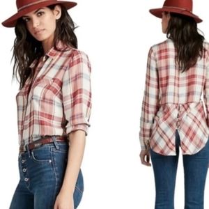 Lucky Brand Plaid Button-Up Shirt Back Buttons Women's Size M